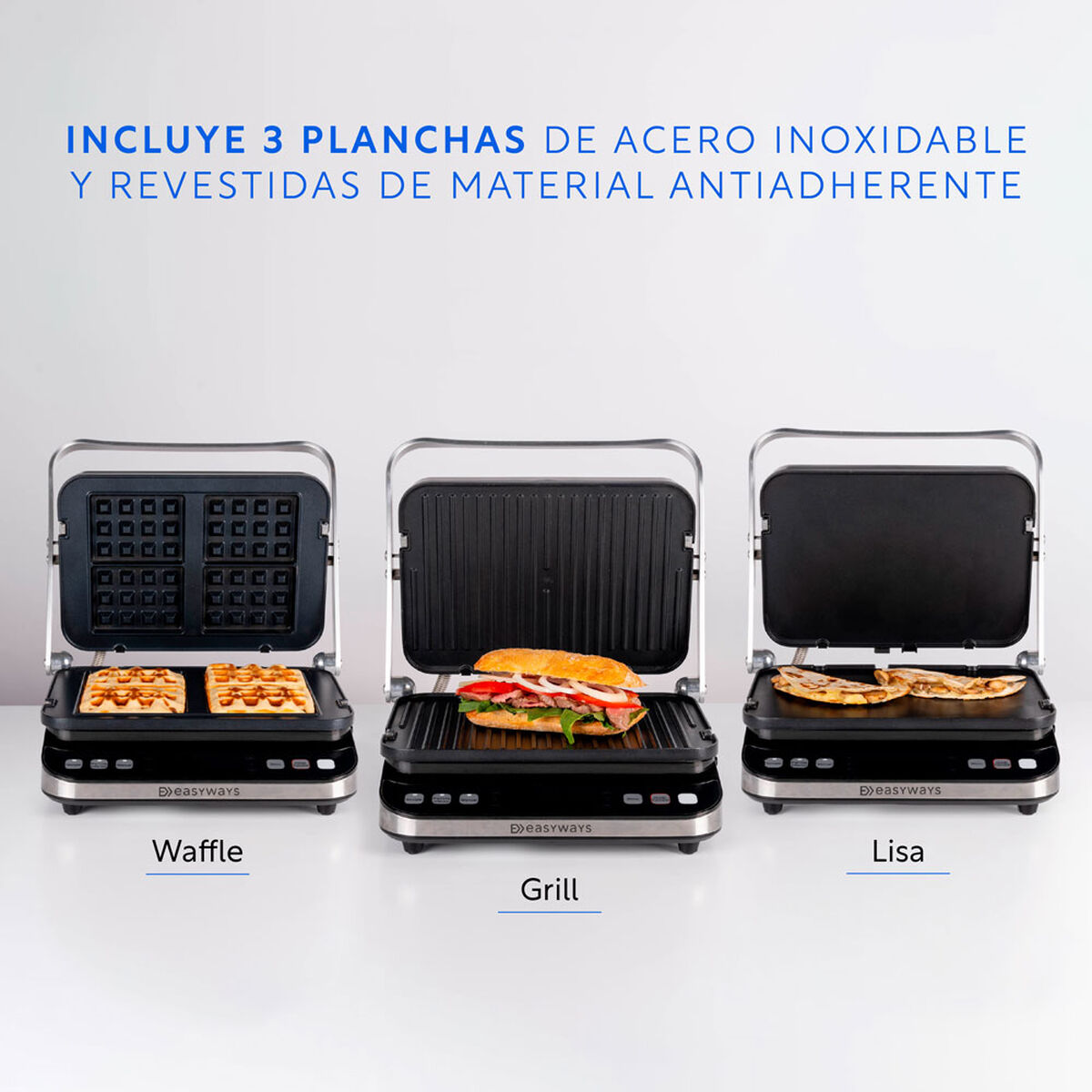 Sandwichera Kioto Panini Let&rsquo;s Grill 3 en 1.