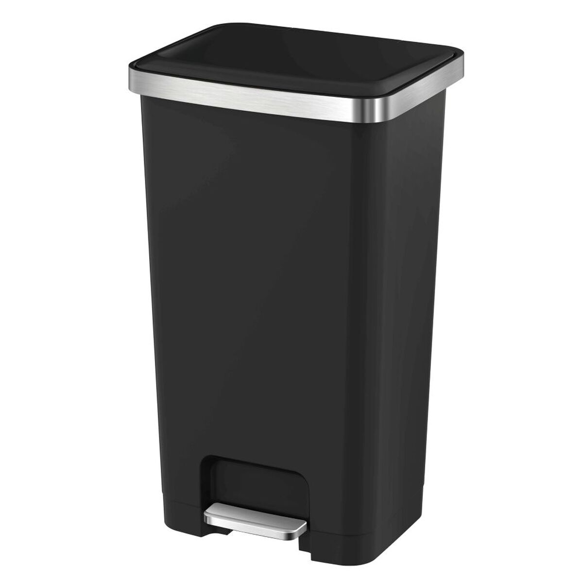 Basurero Pl&aacute;stico EKO Negro con Pedal 45 L
