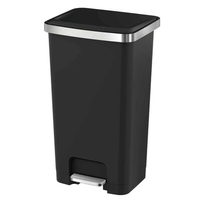 Basurero Pl&aacute;stico EKO Negro con Pedal 45 L