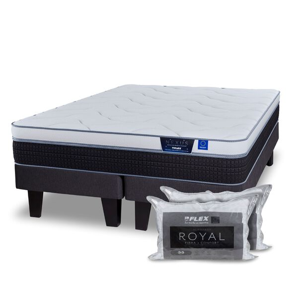 Cama Europea Flex 2 Plazas Nexus + 2 almohadas
