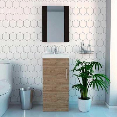 Combo Espejo + Mueble Lavamanos TuHome My Bath Miel Wengue