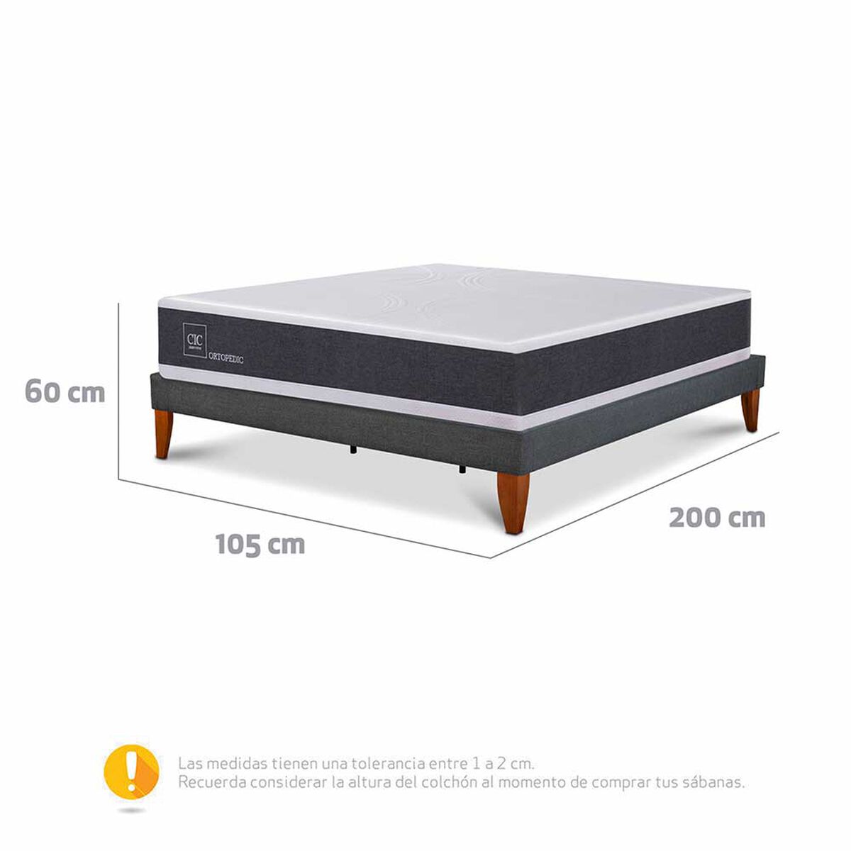 Cama Europea CIC 1,5 Plazas New Ortopedic