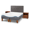 Cama Europea CIC Base Dividida 2 Plazas Alaska + Respaldo + 2 Veladores
