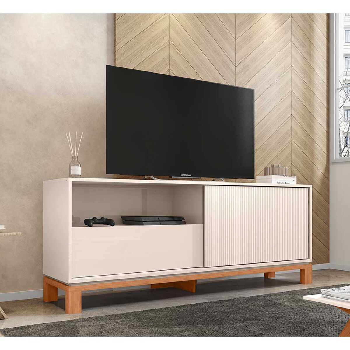 Rack Decocasa Mondrian Hasta 55" Off White