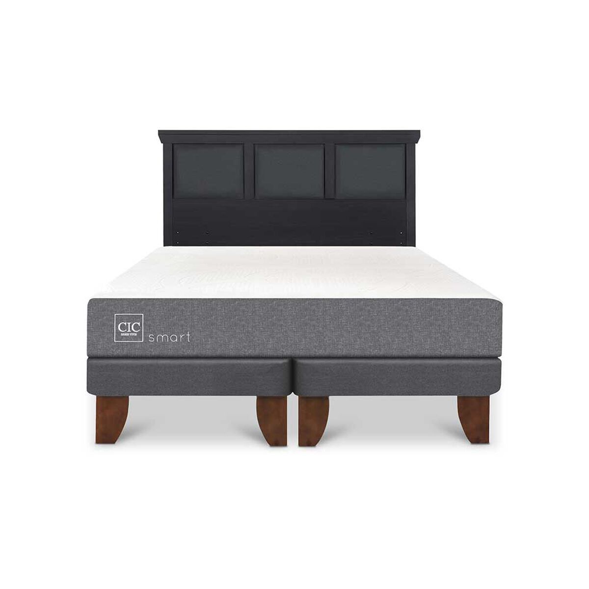 Cama Europea CIC Base Dividida King Smart + Respaldo Torino Negro