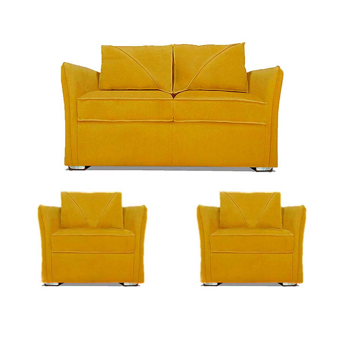 Juego de Living Elegant Detail Atlanta Sofá 2 Cuerpos + Dos sillones 1 Cuerpo Oro