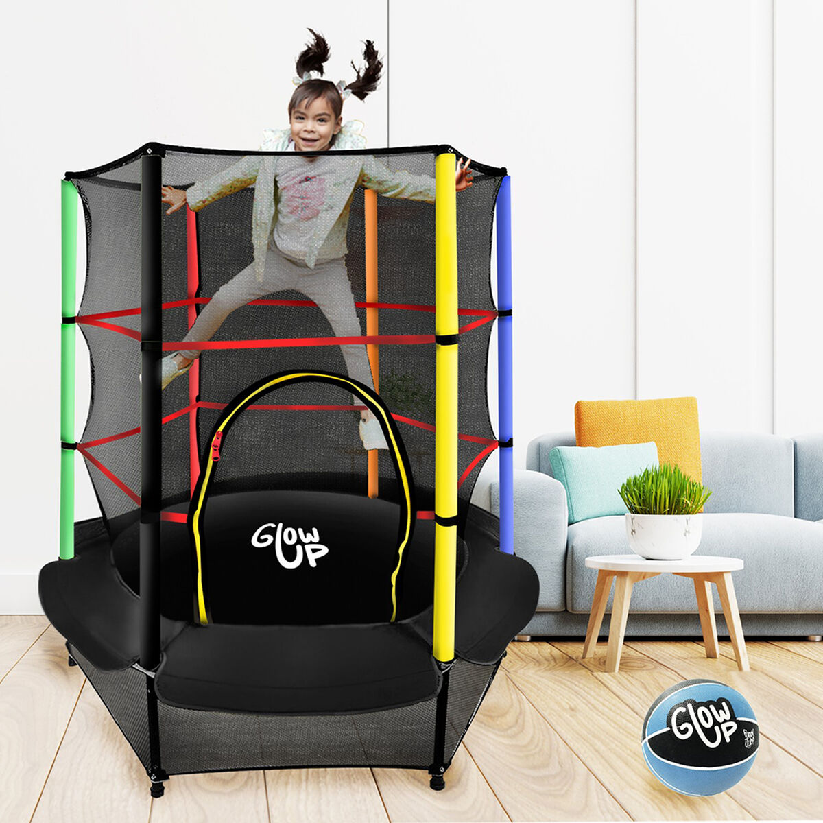 Cama Elástica Glow Up 4.5ft 1,39x 1,60 Mts + Malla de Protección