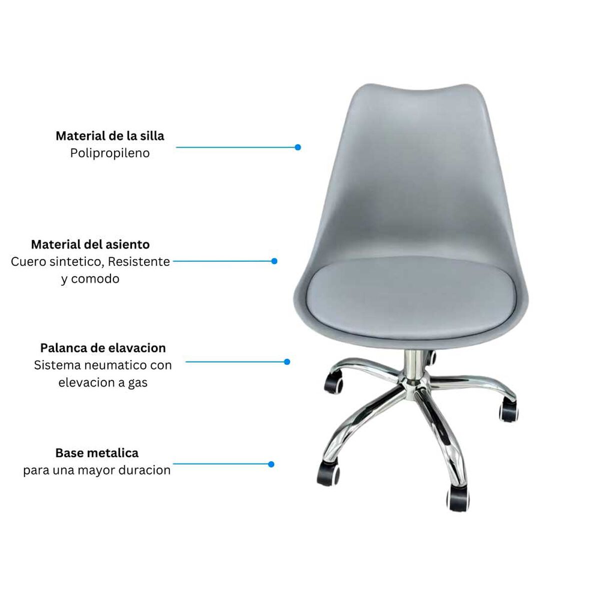 Silla de Escritorio Arthome Shanghai Gris