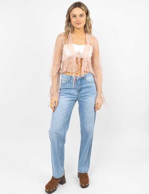 Imagen 2 del producto Blusa Transparente Manga Larga Mujer Icono Rosado