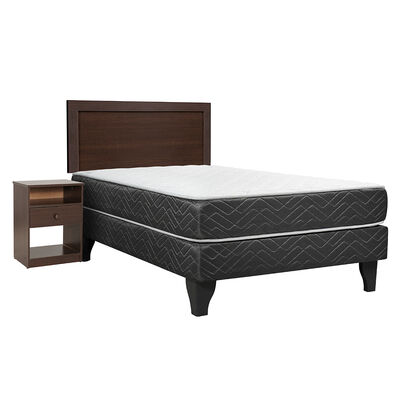 Cama Europea Celta 1,5 Plazas New Mega + Respaldo + Velador Pamplona
