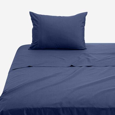 Imagen 1 del producto Juego de Sábanas Rosen 144 Hilos 1 Plaza Polycotton Lisa Azul