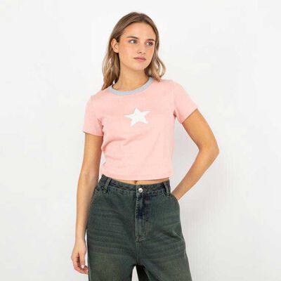 Polera Crop Con Estampado Mujer Icono