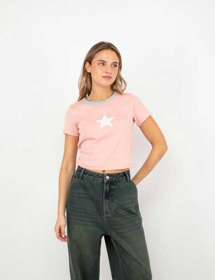 Imagen 1 del producto Polera Crop Con Estampado Mujer Icono Rosado
