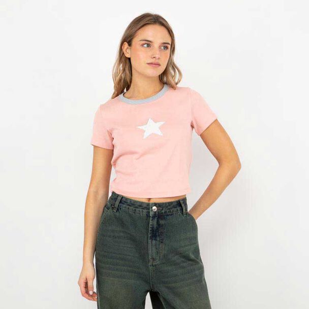 Polera Crop Con Estampado Mujer Icono