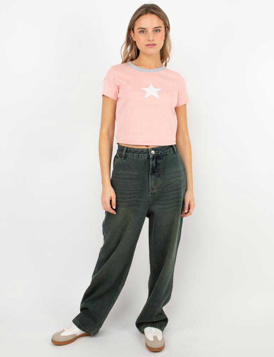Polera Crop Con Estampado Mujer Icono