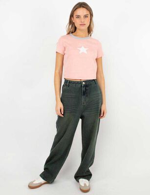 Imagen 2 del producto Polera Crop Con Estampado Mujer Icono Rosado