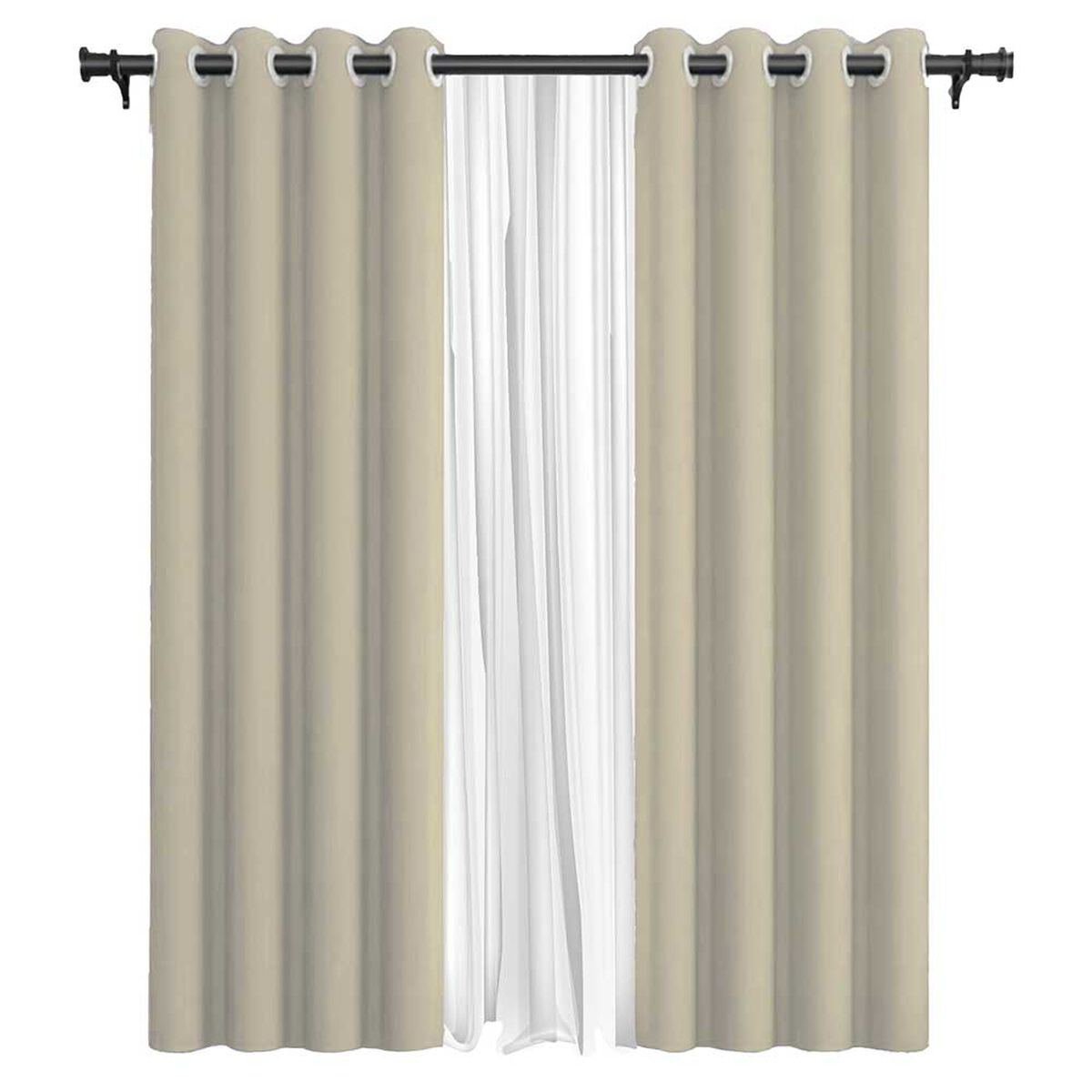 Cortina Blackout Vincenzi Tela + Velo 140 x 220 cm Beige