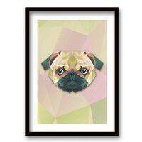 Cuadro Decorativo Retela Pug Geométrico 70 x 50 cm