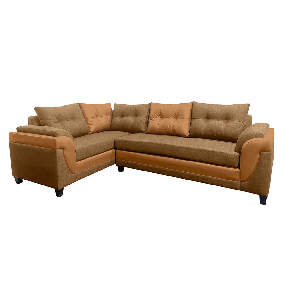 Sofá Seccional Izquierdo Living Factory Jazmin Chaise Longue + Sofá 4 Cuerpos Gold Caramelo