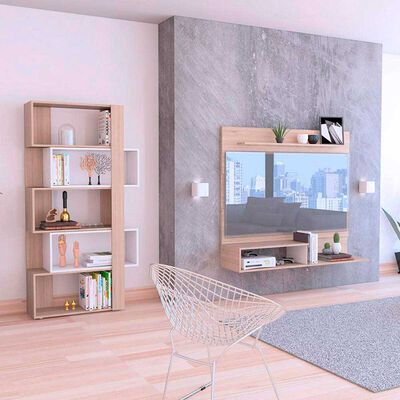 Imagen 2 del producto Panel TV + Biblioteca TuHome Beijing Rovere Blanco