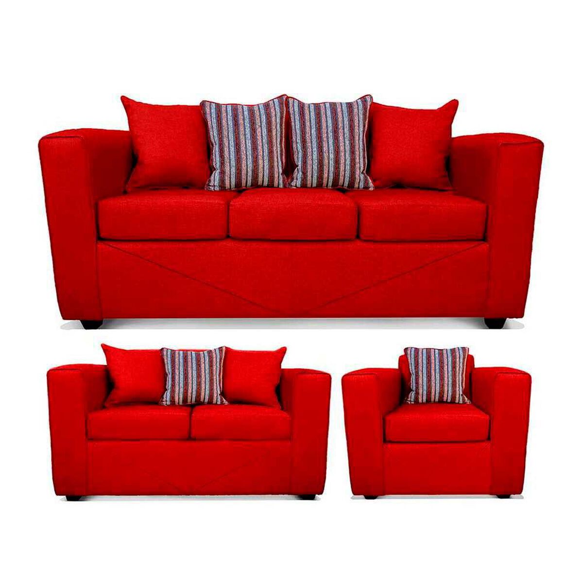 Juego de Living Elegant Detail Santa Fe Sof&aacute; 3 Cuerpos + Sof&aacute; 2 Cuerpos + Sill&oacute;n 1 Cuerpo Rojo