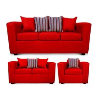 Juego de Living Elegant Detail Santa Fe Sofá 3 Cuerpos + Sofá 2 Cuerpos + Sillón 1 Cuerpo Rojo