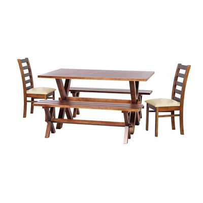 Juego de Comedor Latam Home Sevilla Burgos 2 Sillas + 2 Bancas PU Beige