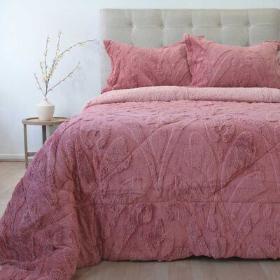DORAL Cubrecama Doral Super King Jacquard Liso Rosa Viejo