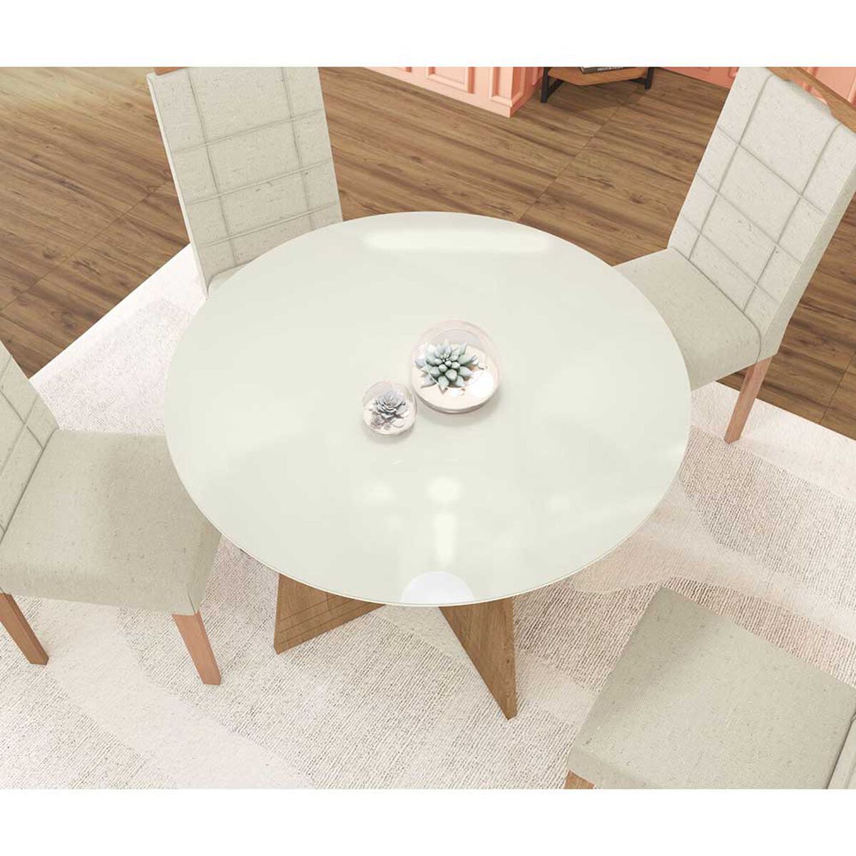 Juego de Comedor Yardas Capri 4 Sillas Off White