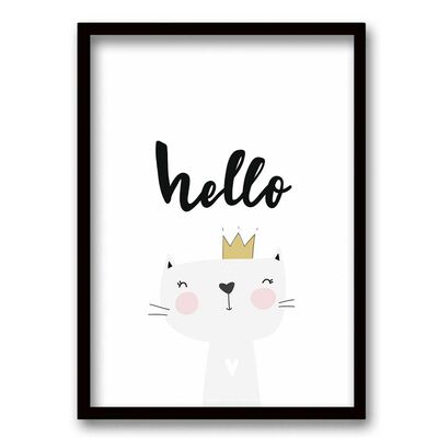 Cuadro Decorativo Retela Cat Hello 40 x 30 cm