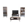 Combo Rack TV 55" + Biblioteca + Bar Alto + Mesa Centro Vassel Miel Plomo Tuhome