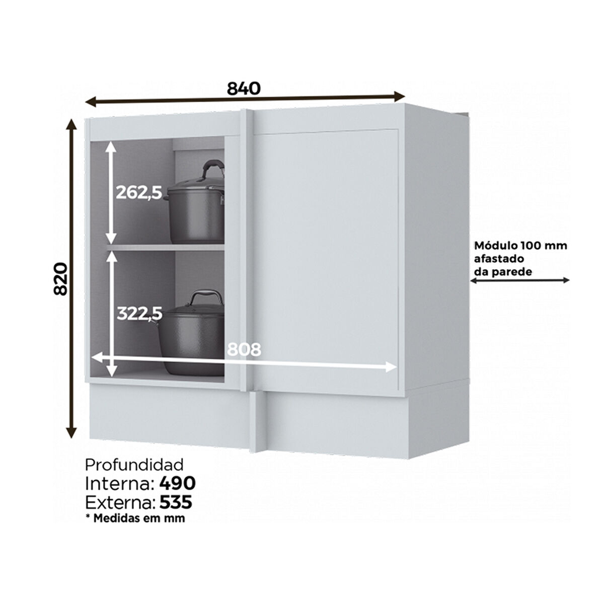 Mueble de Cocina Home Mobili Tulum 1 Puerta Blanco