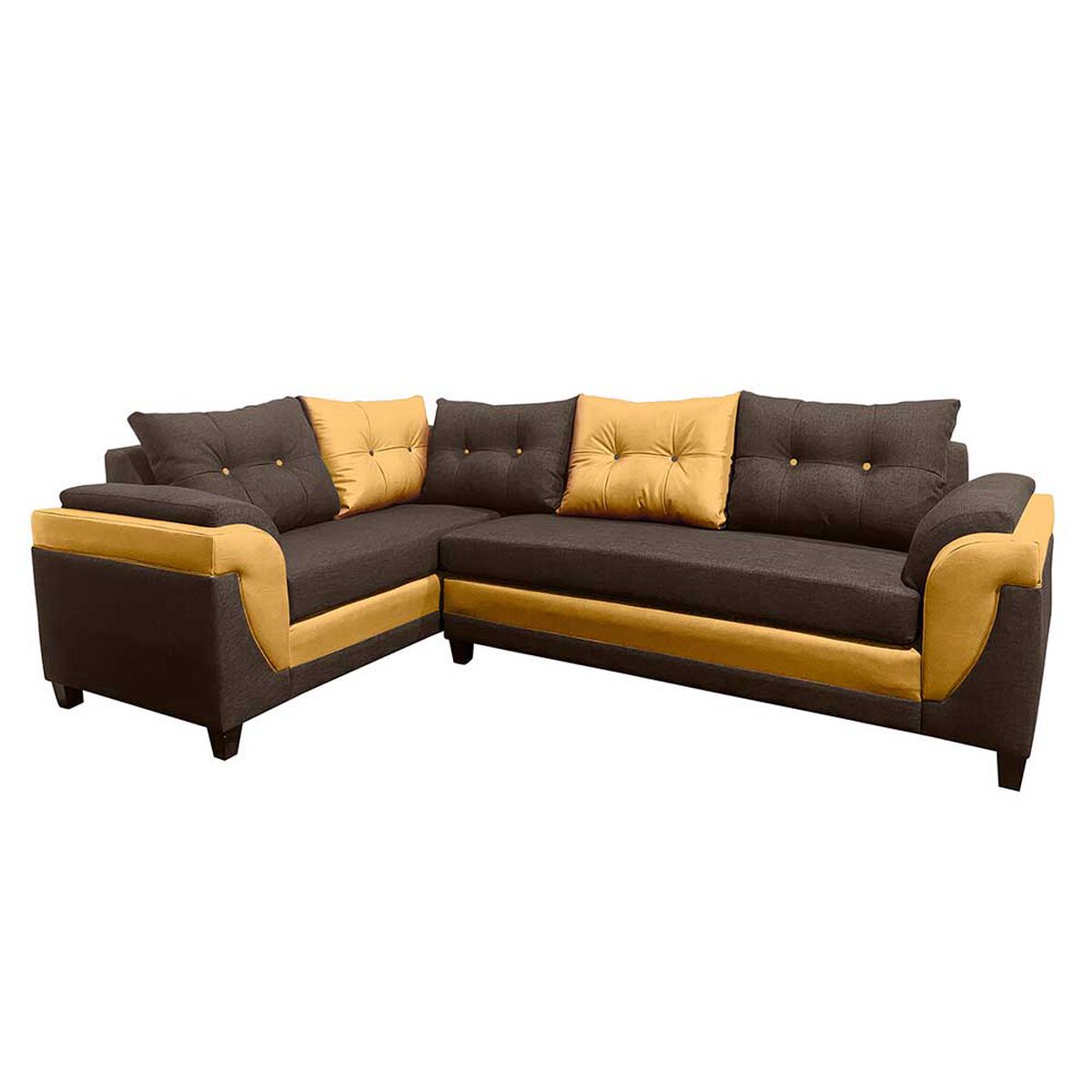 Sofá Seccional Izquierdo Living Factory Jazmin Chaise Longue + Sofá 4 Cuerpos Mostaza Moro