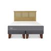 Cama Europea CIC Base Dividida 2 Plazas Smart + Respaldo Torino Mostaza