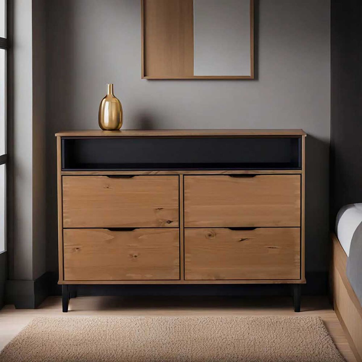 C&oacute;moda Vekkahome Iris 4 Cajones Caf&eacute;