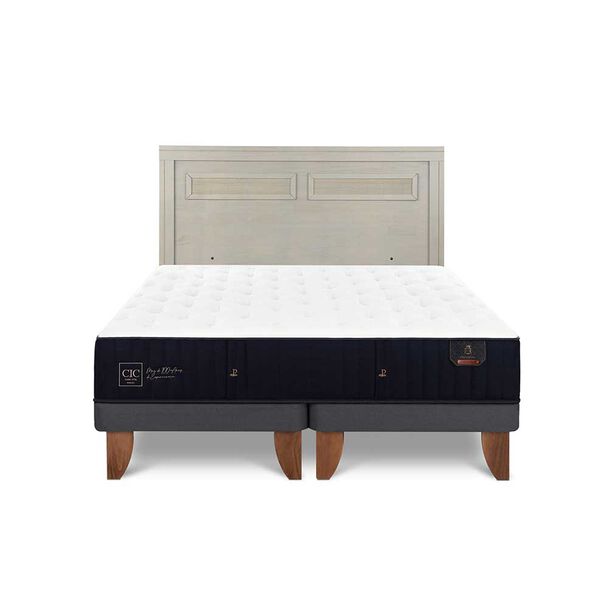 Cama Europea CIC Base Dividida 2 Plazas Premium + Respaldo Milan Alpino