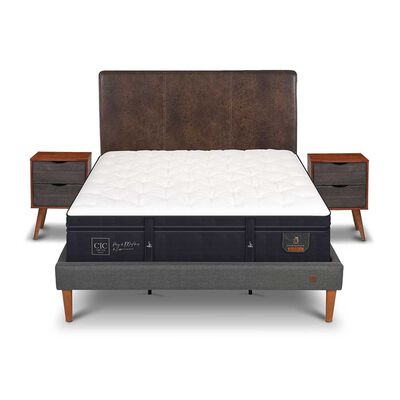 Cama Europea CIC King S&uacute;per Premium + Respaldo + Veladores