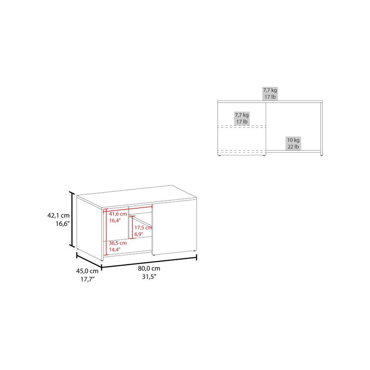 MESA CENTRO ADEL 80X45X42,1 CM CAPRI Y FRESNO