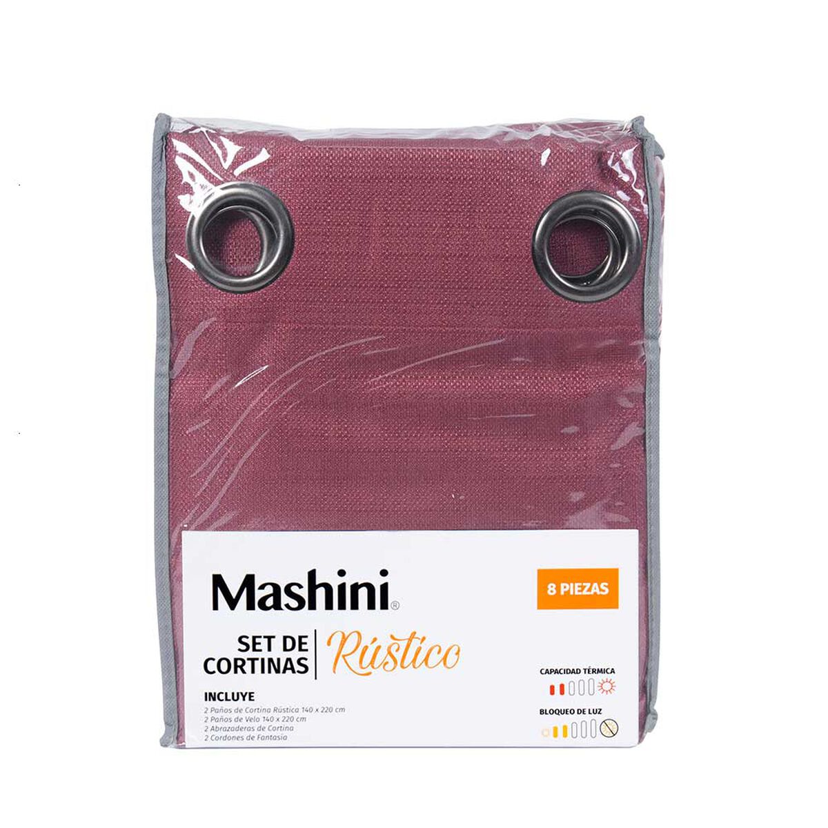 Set de Cortinas Mashini Atacama 140 x 220 cm Burdeo