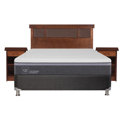 Box Spring CIC 2 Plazas Ortopedic Advance + Respaldo + 2 Veladores New Dublin