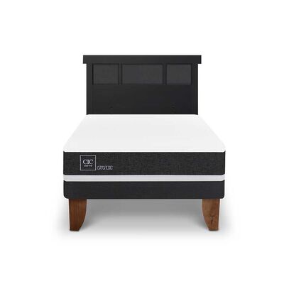 Cama Europea CIC 1,5 Plazas Ortopedic + Respaldo Dublin Negro