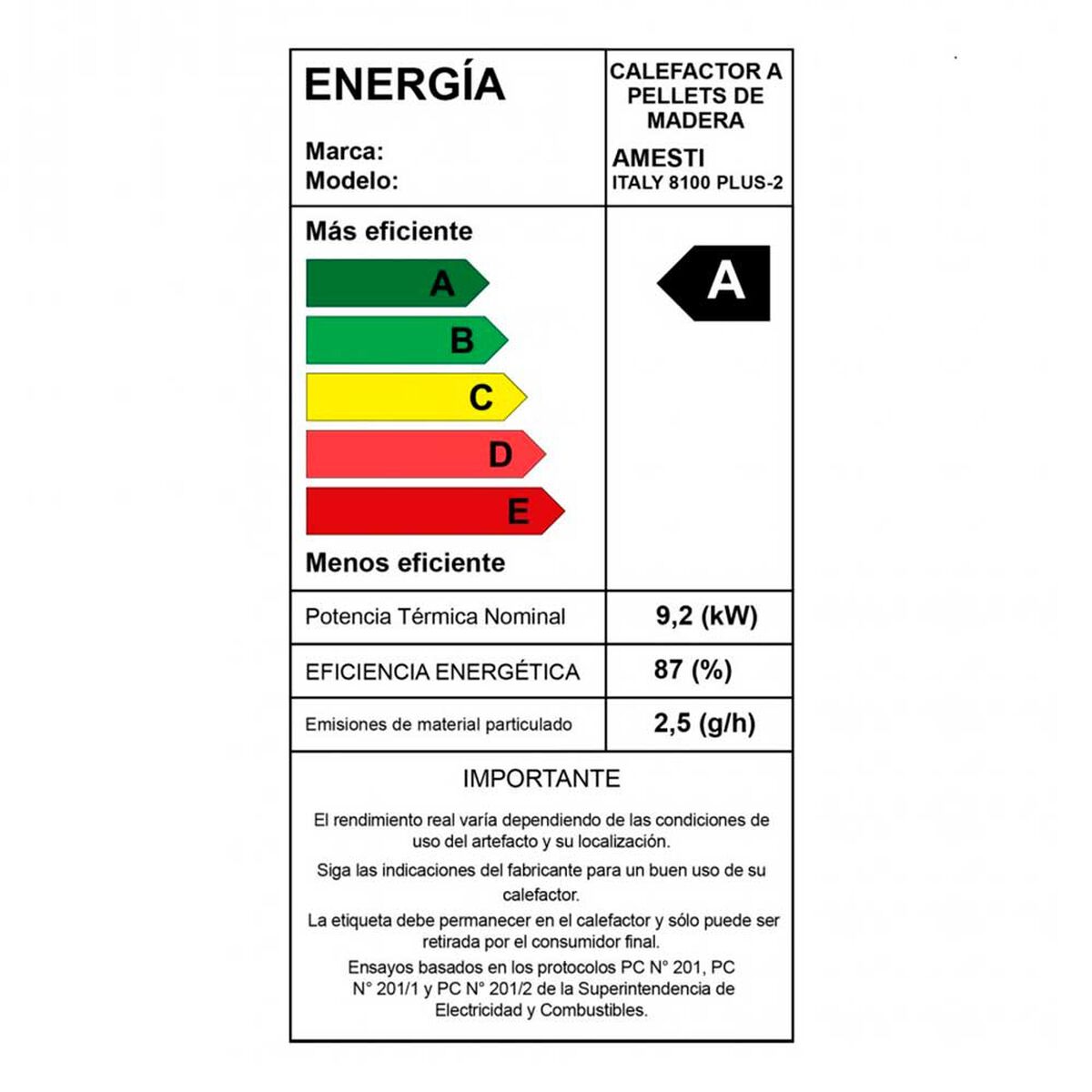 Calefactor a Pellet Amesti Italy 8100 Rojo