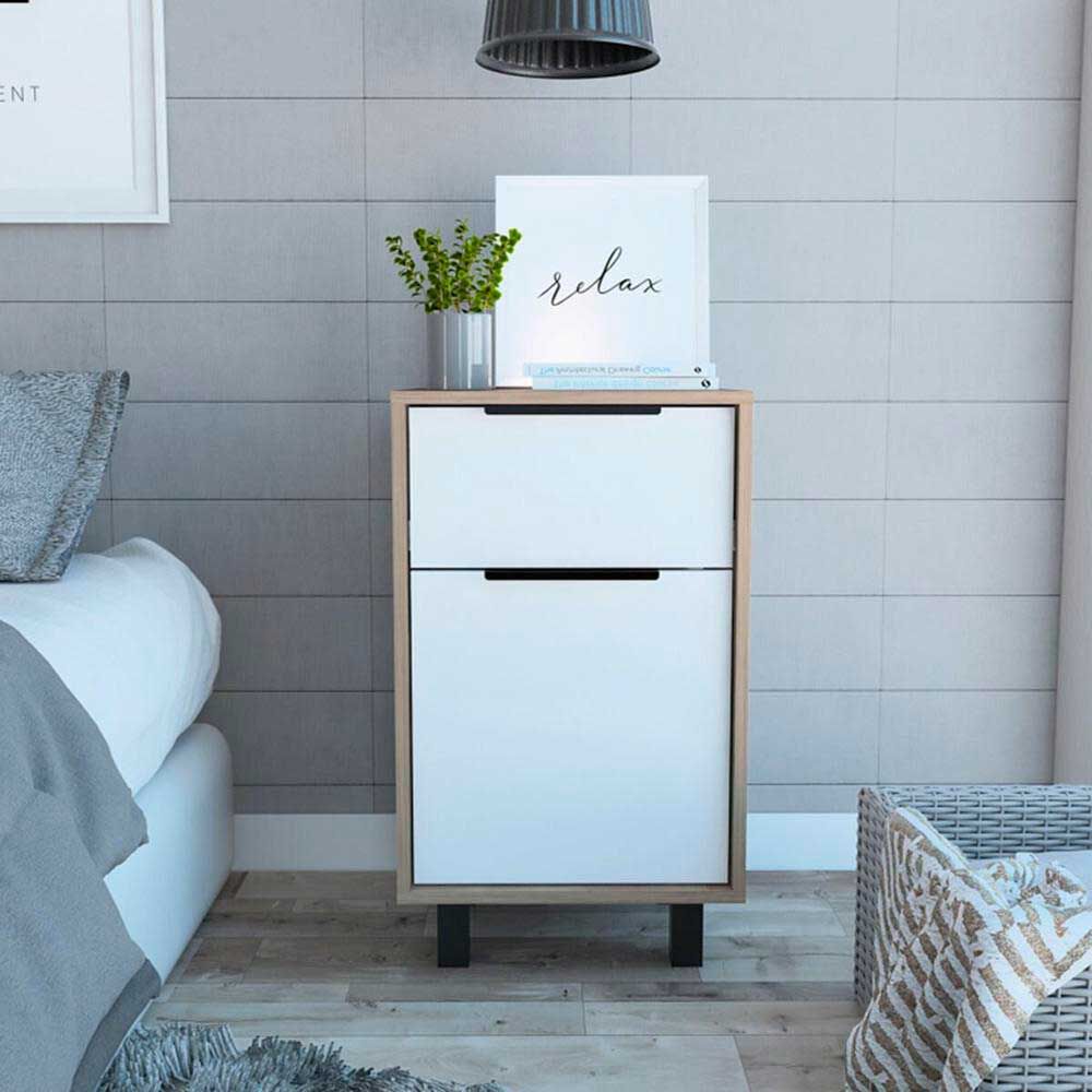 Velador TuHome Kaia 1 Cajón Miel/Blanco
