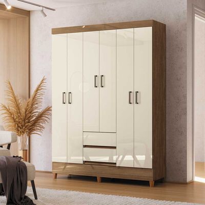 Clóset Casanova Fit 6 Puertas 2 Cajones Jequitiba Blanco