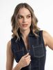 Vestido Mini Denim Cierre Sin Mangas Mujer Soviet