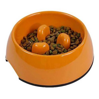 Plato Melamina Anti-ahogo Talla S Naranjo Perro Mascan