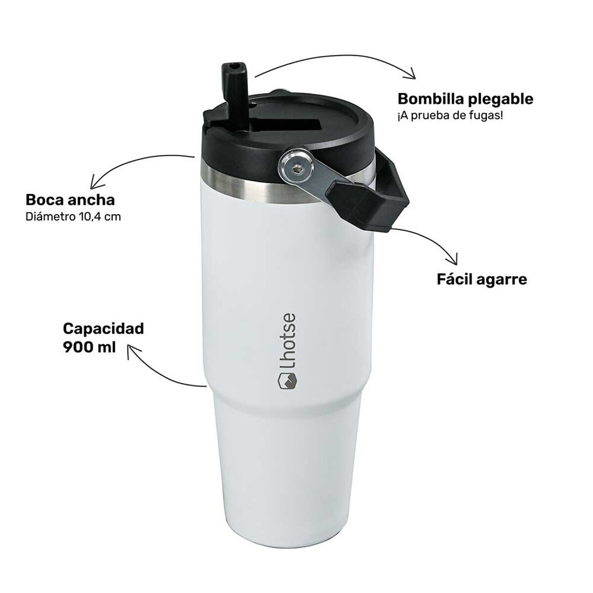 Botella Térmica Insulada Travel Mug 900ml White Lhotse