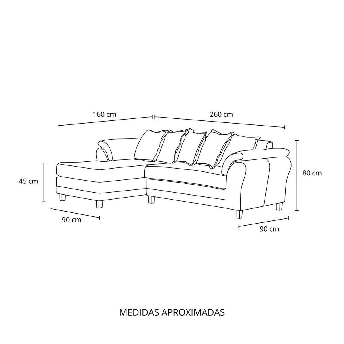 Sofá Seccional Izquierdo Living Factory Mustang 4 Cuerpos Gris