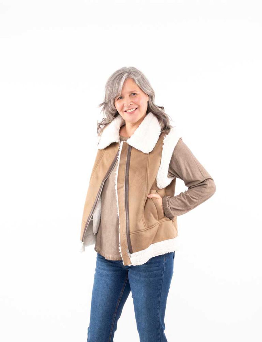 Chaqueta Terciopelo Plush Chiporro Sin Mangas Mujer Portman Club