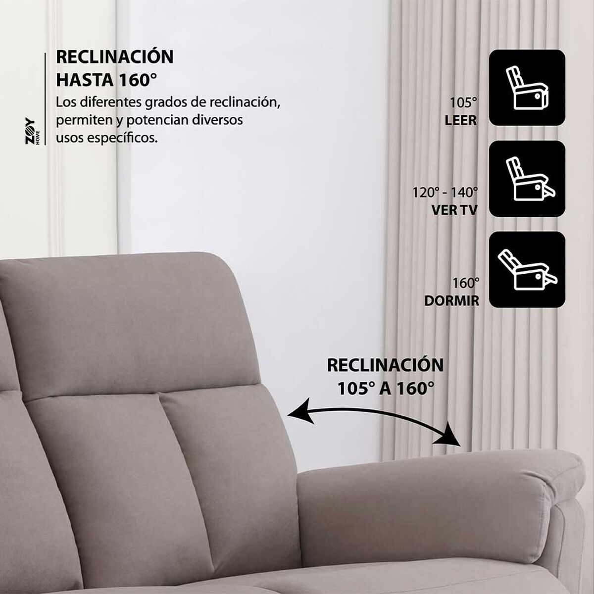 Sof&aacute; Reclinable Zoy Home Beijing 3 Cuerpos Caf&eacute;